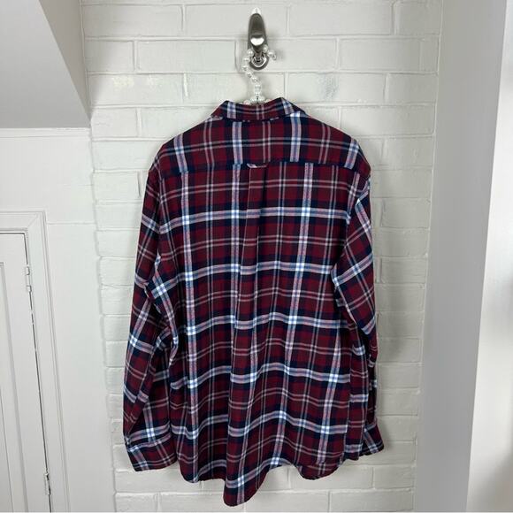 Izod Red Plaid Flannel Shirt Size L Unisex - Picture 5 of 6